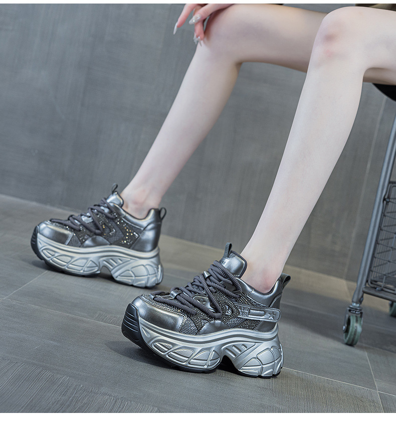 Giày sneaker nữ đế dày chunky tăng chiều cao 9 cm phong cách hot girl — Bạc M2696, M 2696m Màu sắc, M2696 đỏ chi tiết 13