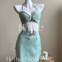 【薄荷曼波】春夏新款分體泳衣三件套顯白遮肉溫泉沙灘度假純欲風