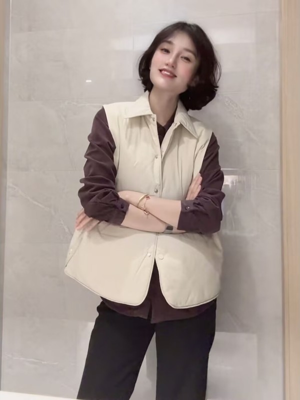 羽绒棉马甲女短款秋冬新款2025韩版宽松小个子棉背心坎肩外搭马夹|undefined
