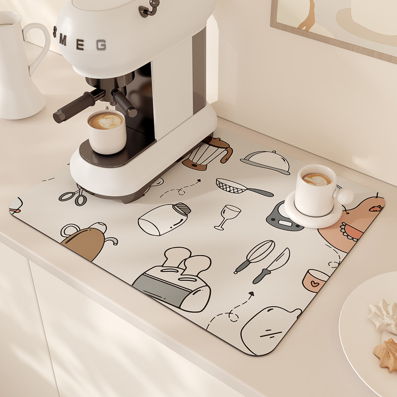 Cartoon Cute Kitchen Countertop Drain Mat Dining Table Bowl Chopsticks Cup Heat Insulation Mat Bowl Washing Table Diatom Mud Absorbent Mat