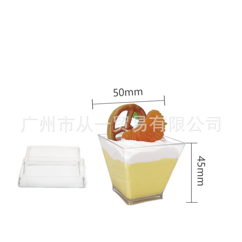 Vaso Desechable con Tapa para Pudín y Postres de Plástico PS Transparente