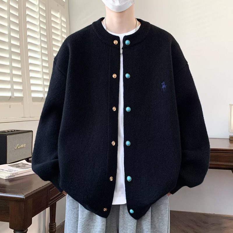 Turquoise Sweater Jacket for Men, Spring and Autumn 2025 New Style, Simple Knit Cardigan Jacket, Men's Spring Fashion Top, Trendy Men's Wear