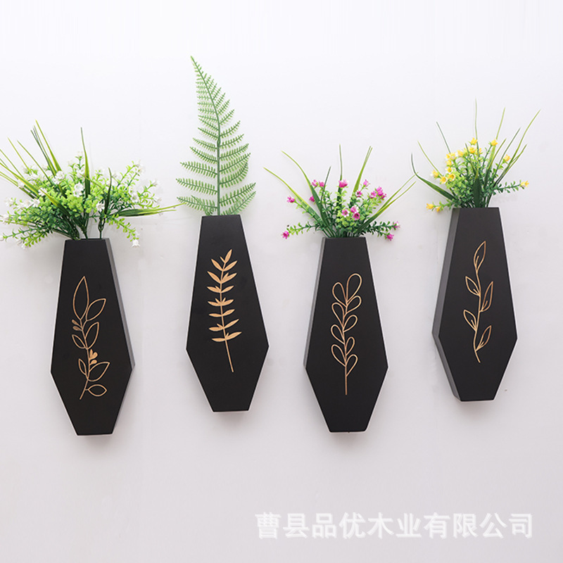 木製壁掛け花瓶棚 リビング装飾 ドライフラワー 花瓶入れ 吊り下げグリーンフラワーボトルスタンド飾り|undefined