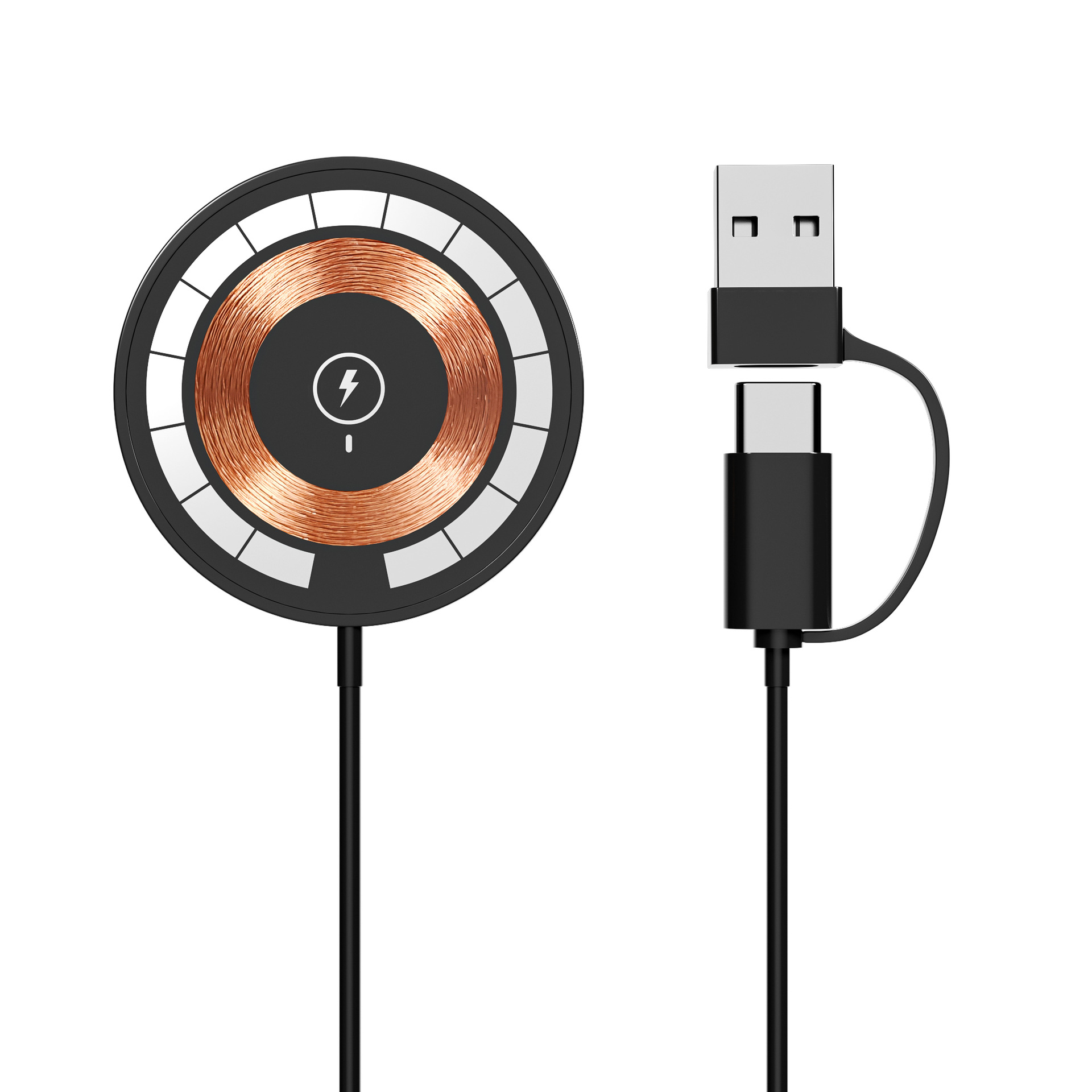 Adaptador typec para Apple magsafe acrílico pc teléfono móvil transparente carga rápida cargador inalámbrico magnético