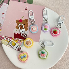 Oil painting small animal keychain cartoon little rabbit ornament girly heart bag accessory student best friends gift decoration