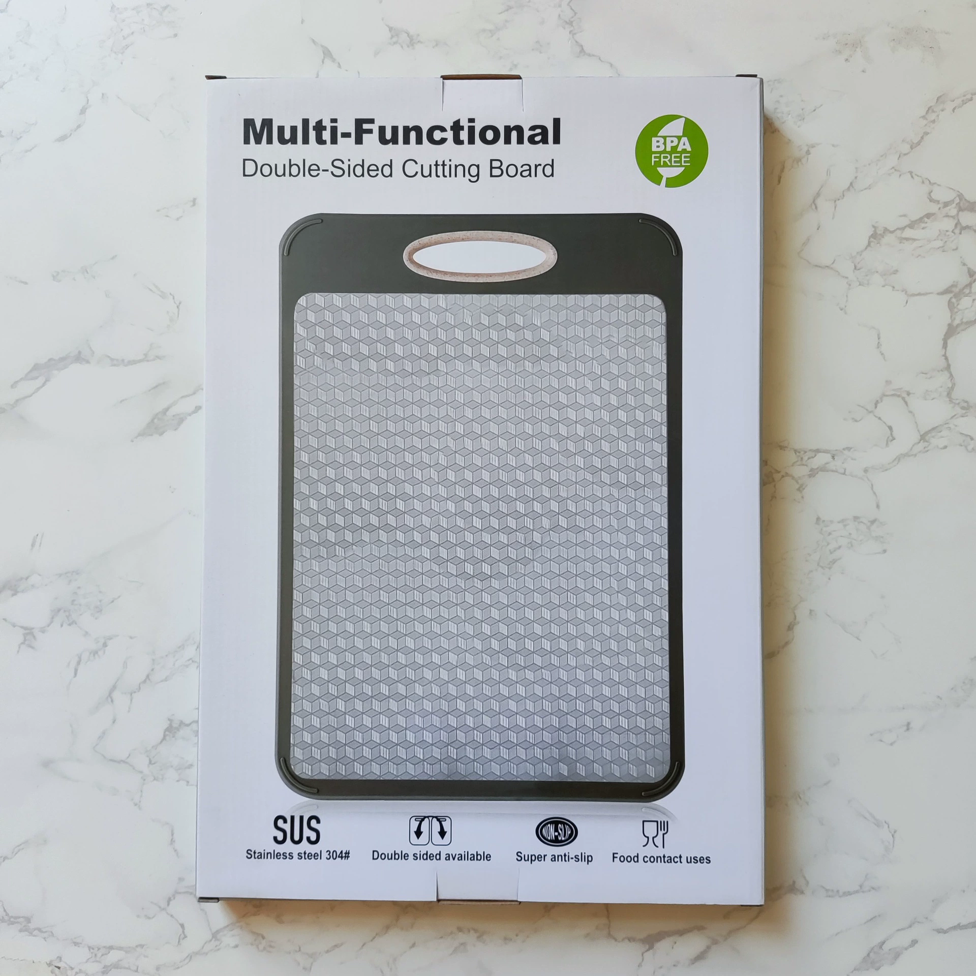 Double-sided cutting board stainless steel, Amazon, 3D