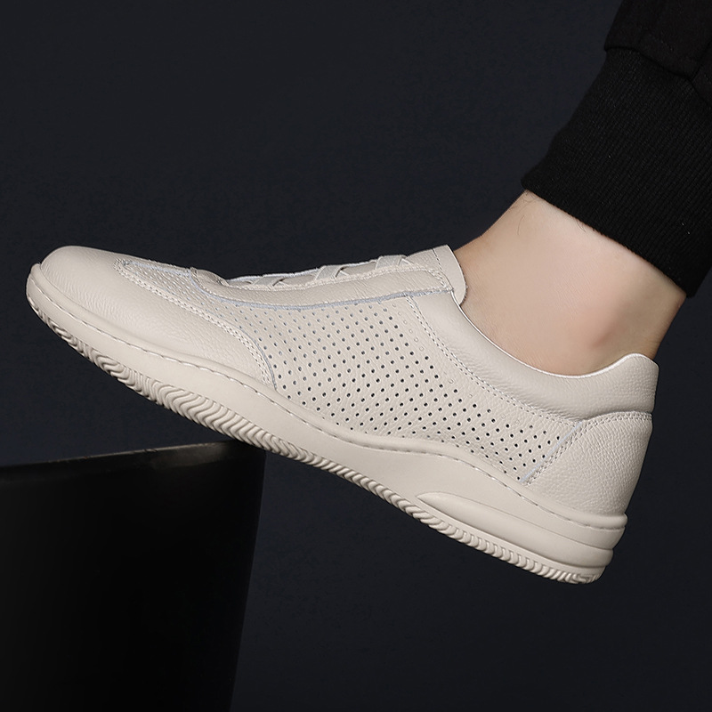 Pies de vaca de primera capa de verano nuevos hombres sandalias de cuero huecas de cuero zapatos de cuero casuales transpirables zapatos de hombre zapatos