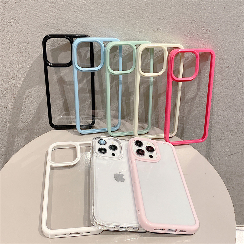 Thickened High-Transparency Candy Border Suitable for Iphone16Promax Mobile Phone Case 13 Apple 17 Anti-Fall 14 Couple 15