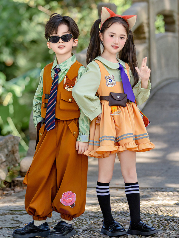 儿童万圣节cosplay衣服疯狂动物城尼克狐狸套装幼儿园角色扮演服|undefined
