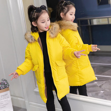 童装2024冬装新款女童中长款口袋棉衣韩版儿童洋气棉袄一件代发潮