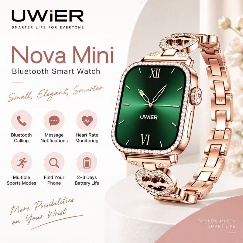 Cross-Border New Model Novemini Square-Shaped Diamond-Encrusted Women's Smart Watch with Bluetooth Calling, Heart Rate Monitoring, and Stylish Steel Band Cross-Border New Model Novemini Square-Shaped Diamond-Encrusted Women's Smart Watch with Bluetooth Calling, Heart Rate Monitoring, and Stylish Steel Band