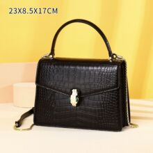 2025新款品牌小方包手提斜挎包时尚精致亮面鳄鱼纹蛇头女包潮工厂
