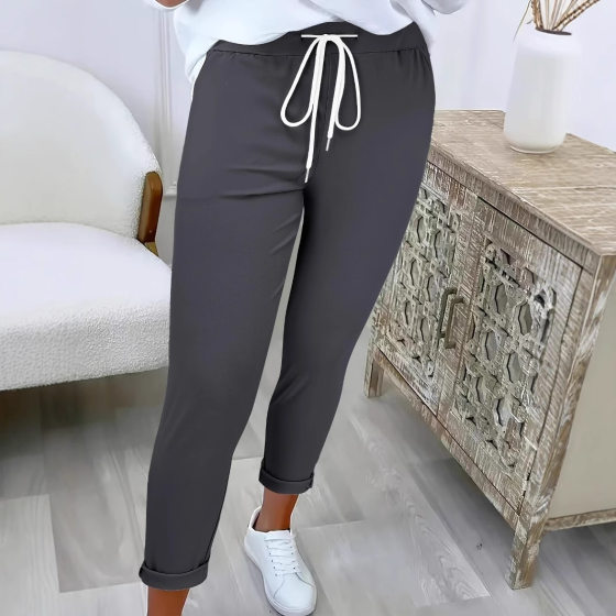 2025 cross-border European and American AliExpress new belt small feet girdle female solid color foreign trade temperament casual pants
