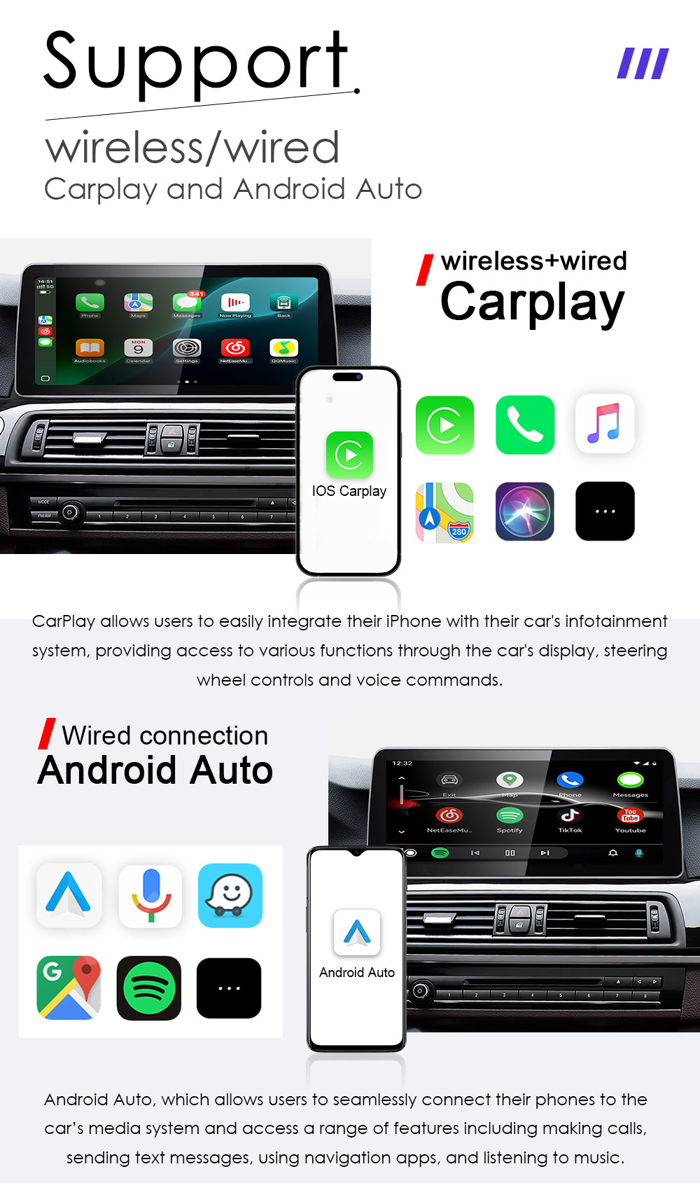8.8" Carplay Car Multimedia Player Suitable for Bmw 5 Series Ccc/Cic System Linux System