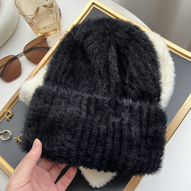 모조 밍크 퍼-블랙