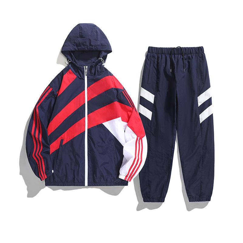 Transfronterizo de dos piezas Cardigan chaqueta hombre cuello transpirable mallas de moda abrigo de moda ropa deportiva pantalones casuales