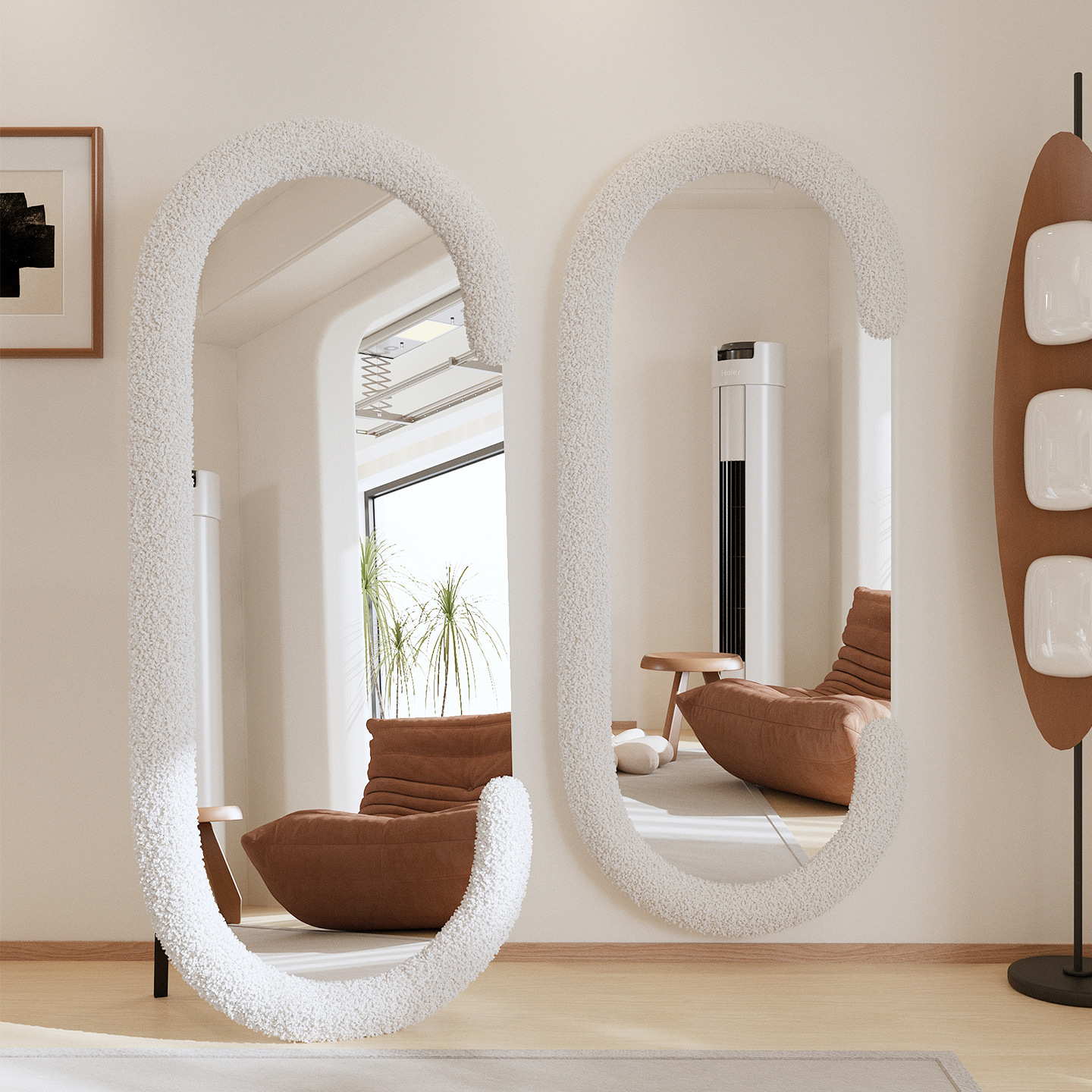 Full-Length Mirror, Floor-Standing Mirror for Home Use, Light Luxury Wall-Mounted Mirror, Can Be Hung or Stood, Ins-Style Fitting Mirror, Floor-Standing, Movable