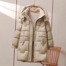 白鹅绒羽绒服女中长款2025冬季新款韩版宽松百搭显瘦加厚保暖外套