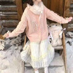 粉色温柔风少女感蝴蝶结设计2025秋冬季新款小众软乎乎针织毛衣