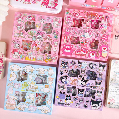 100 pieces of boxed handbook stickers cute cartoon student girls and children handbook stickers pvc Guka sticker set