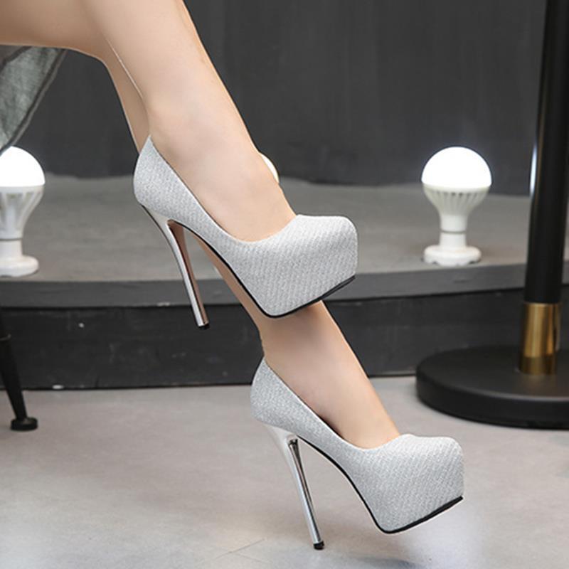 Spring New Arrivals: Princess Crystal Heel Shoes, New Bridal Shoes, White Shallow-Mouthed Single Shoes with Waterproof Platform
