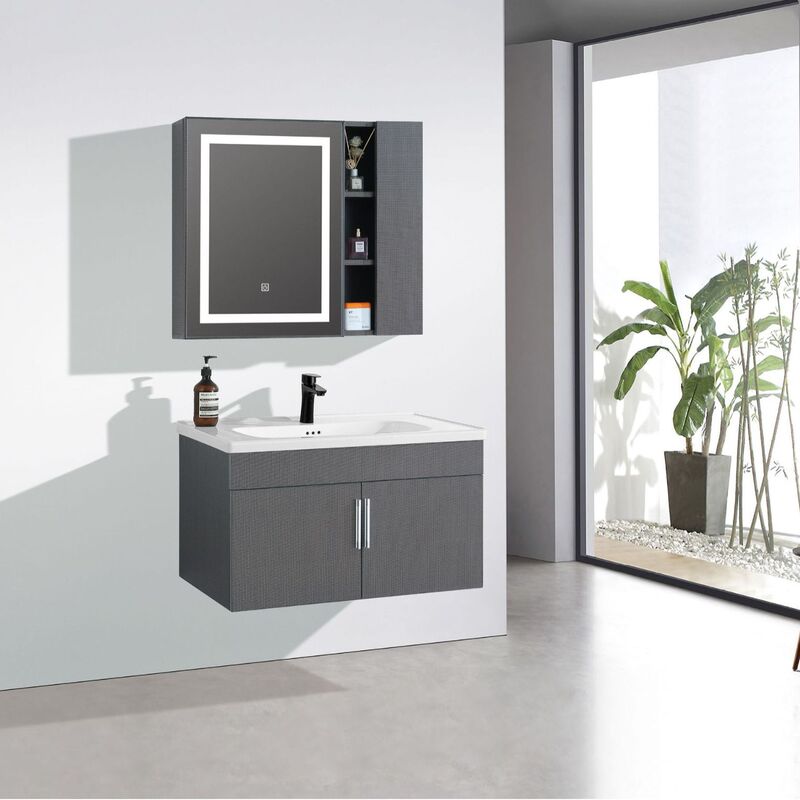 Bathroom Cabinet Ceramic All-in-One Basin Cheap Floor Combination Modern Simple Small Apartment Intelligent Nordic Light Luxury Bathroom Cabinet