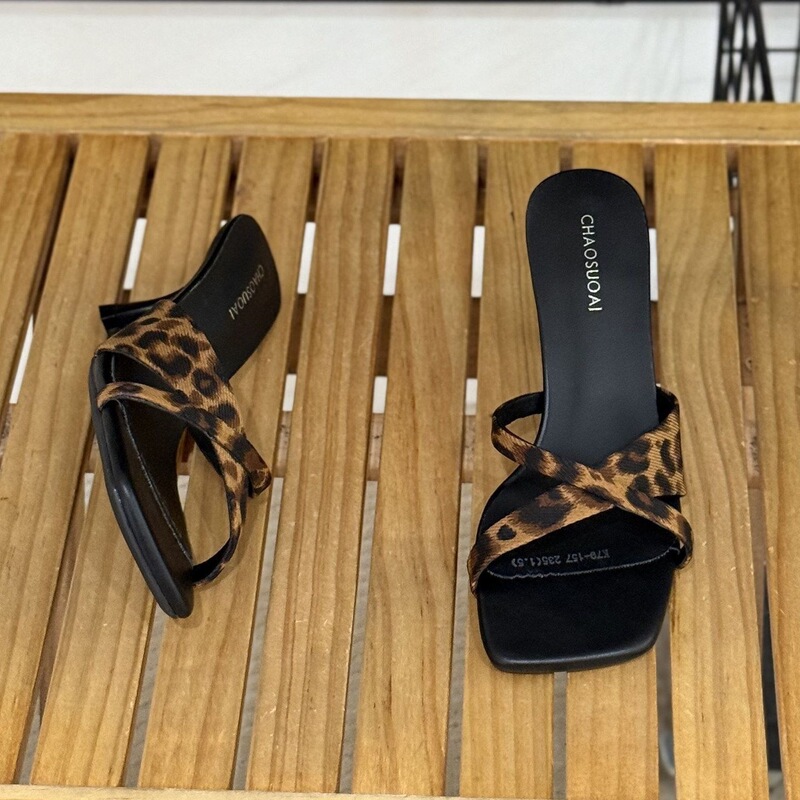 Leopard Print Spicy Girl Style Cross-Strap Sandals for Women, 2026 New Model, Square-Toed High Heels, Stylish Thin-Heeled Shoes for Outdoor Wear Leopard Print Spicy Girl Style Cross-Strap Sandals for Women, 2026 New Model, Square-Toed High Heels, Stylish Thin-Heeled Shoes for Outdoor Wear