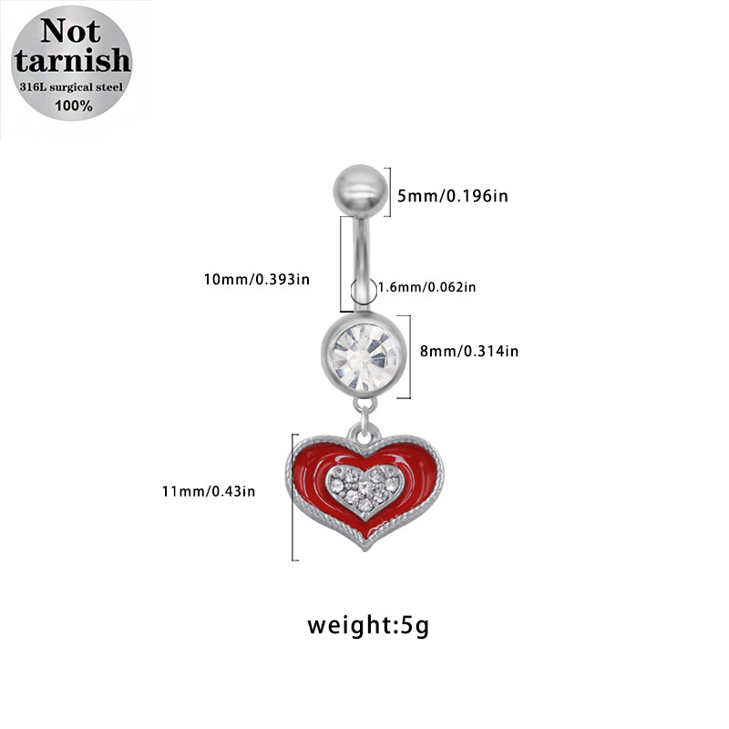 Piercing ombelico in acciaio inossidabile cuore e farfalla_voghion.com