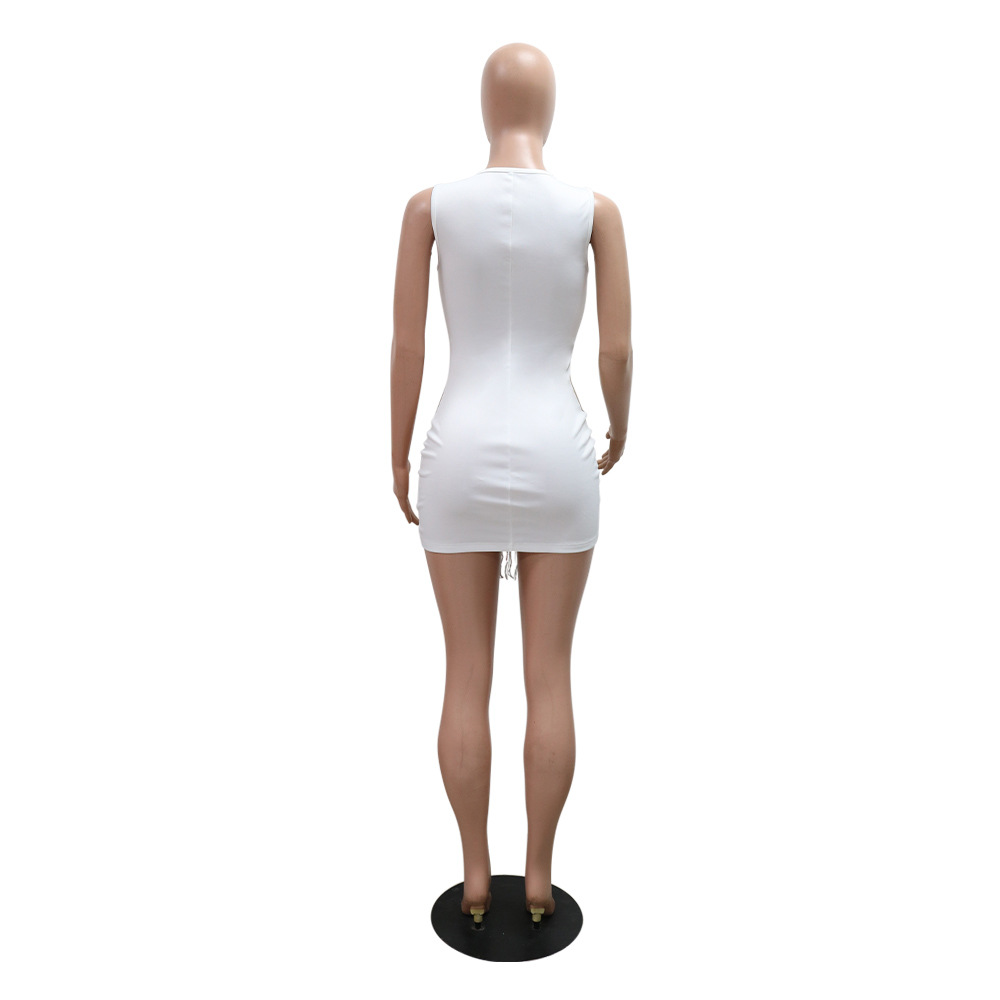 Sequin See through Tassel Dress Women Sexy Sheath Slim Sleeveless Women