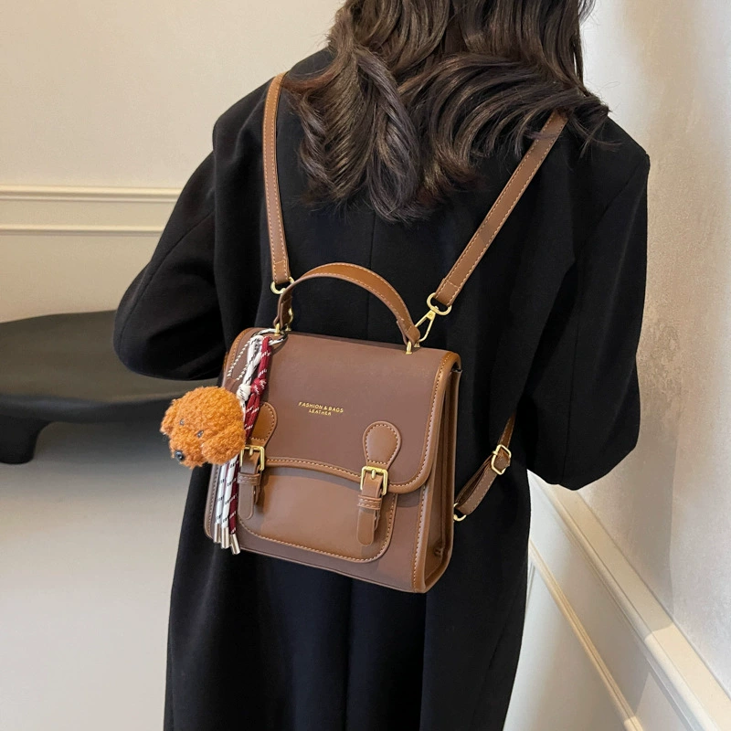 Retro matte fashion backpack, versatile everyday shoulder bag for leisure - various colors, pendant options