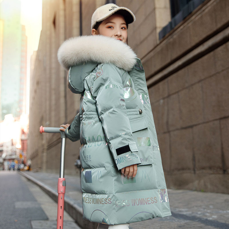 Nuovo stile giacca imbottita in cotone per ragazze giacca invernale con cappuccio per bambini celebrità di Internet giacca imbottita in cotone invernale per bambini di media lunghezza_voghion.com