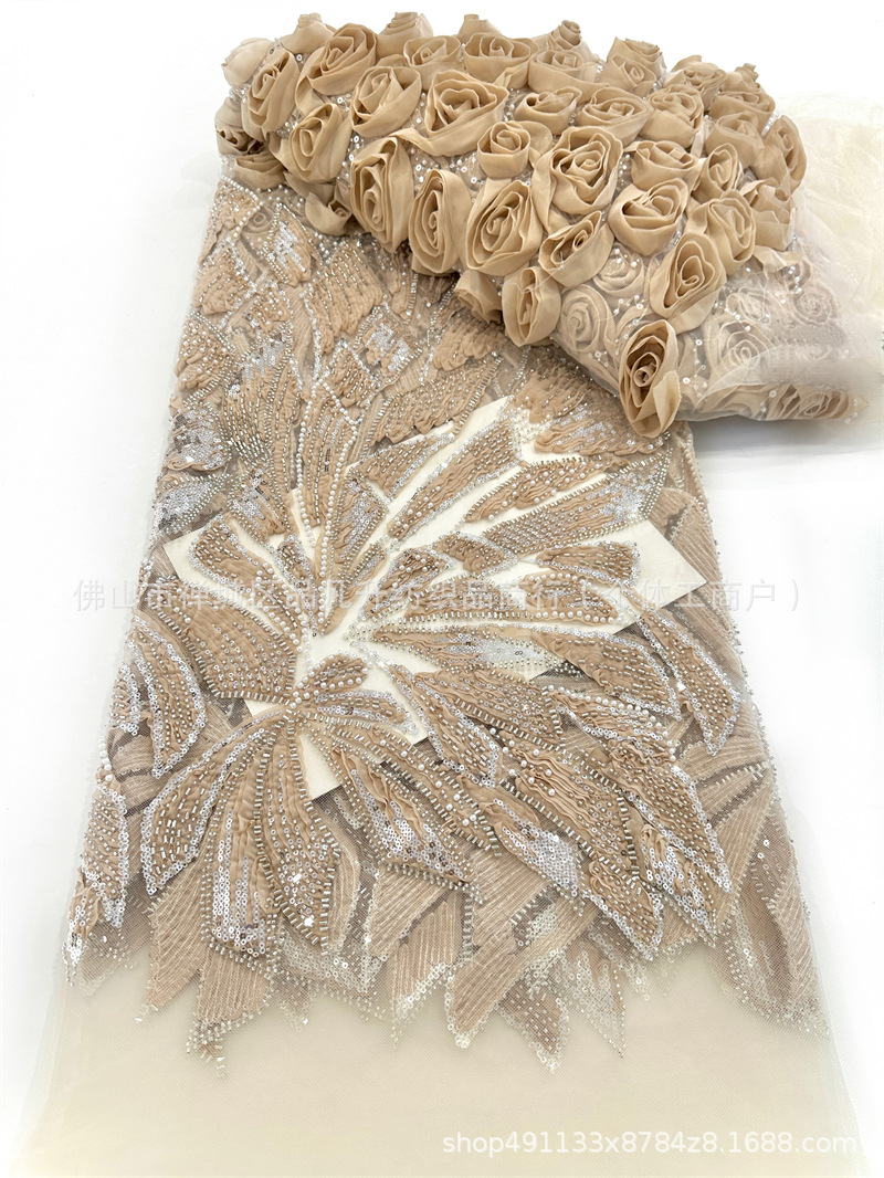Fabricante explosivo 3D tridimensional tela bordada nicho de diseño hermoso de alta fijación tela de vestido de cabina image 11