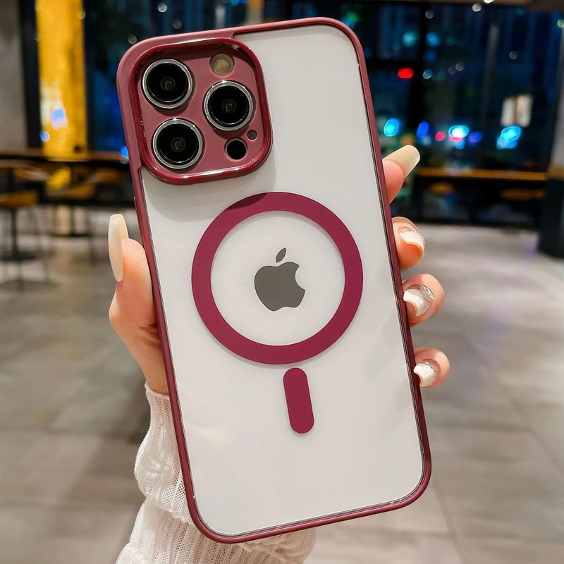 IPhone15ProMAX携帯電話ケースの精孔アクリルシリコンゴム辺磁気吸引リンゴ16透明保護カバーを適用する|undefined