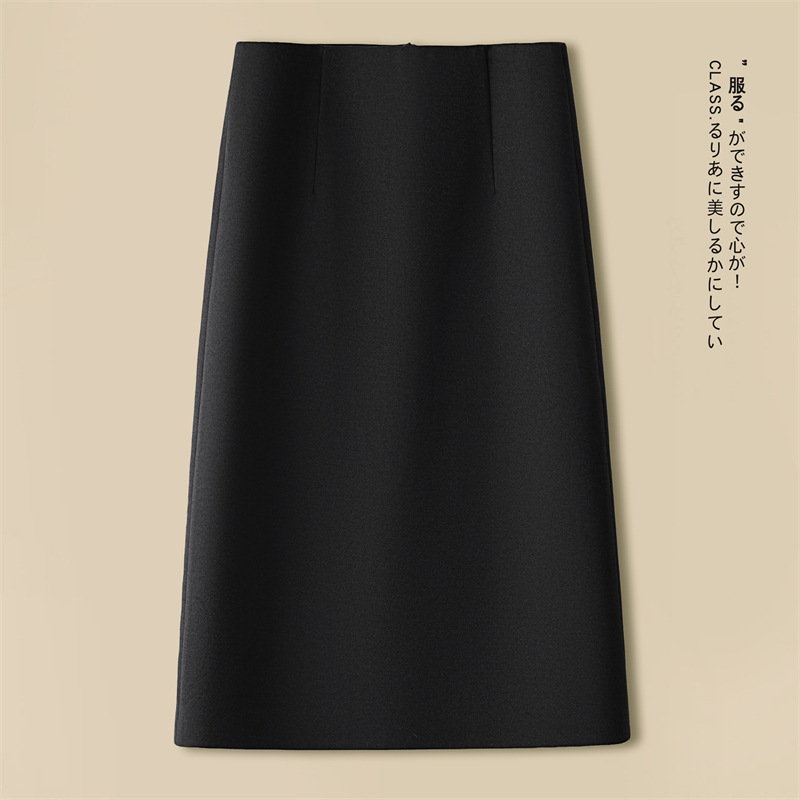 高级感a字半身裙女秋冬季2025新款高腰开叉西装包臀裙中长直筒裙|undefined