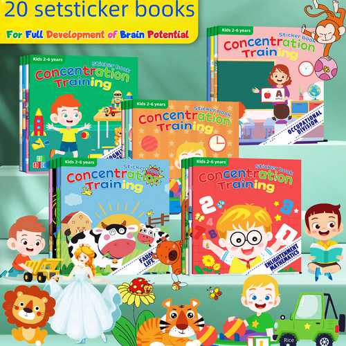 20 volumes of Amazon cross-border new product sticker book focusing on potential development stickers children's enlightenment baby early education book