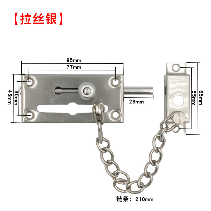 Sukook acero inoxidable anti-robo de la cadena de protección de la cerradura de la puerta del perno de acero inoxidable antirrobo hebilla de doble propósito cerradura de la puerta con la cadena