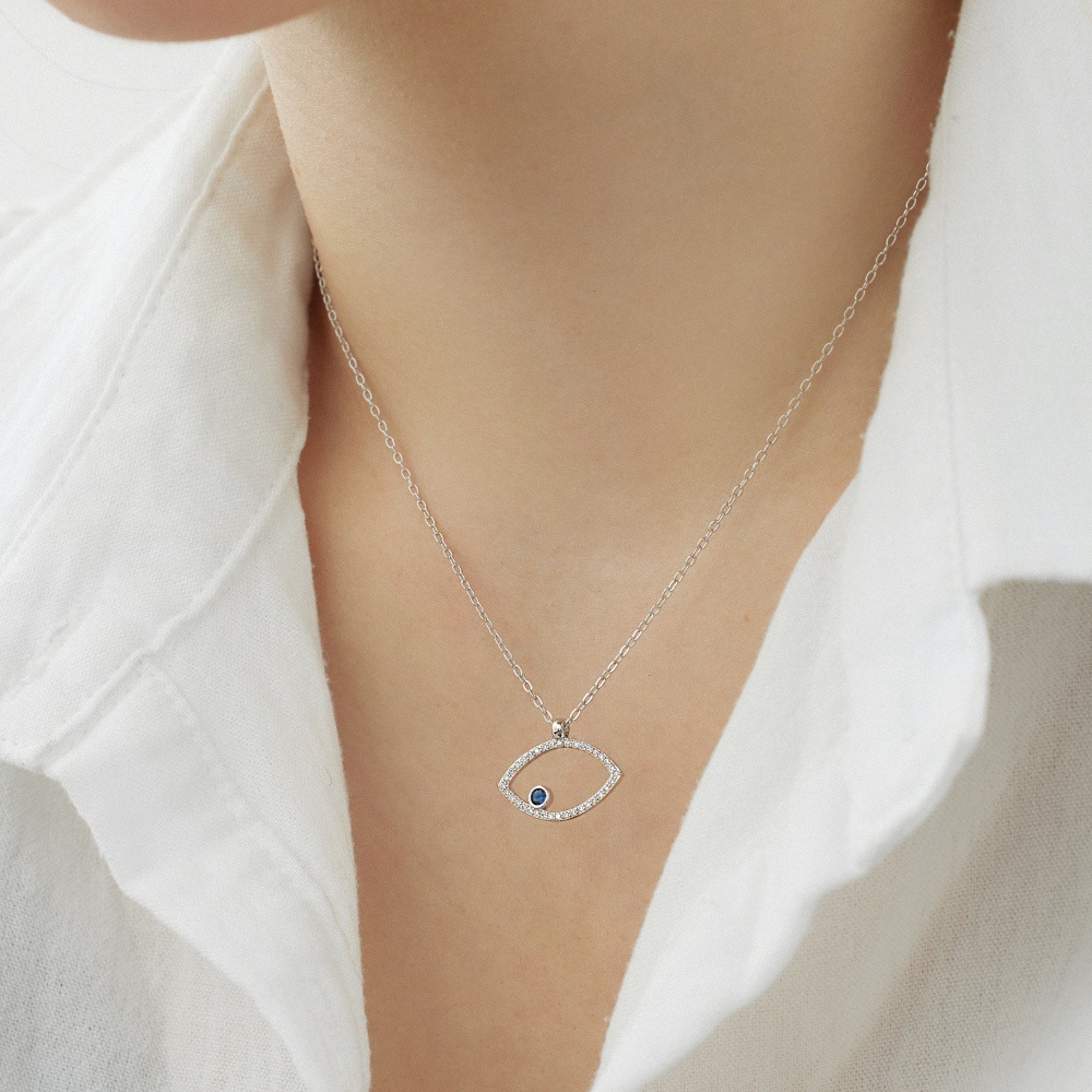 7g Weight 925 Sterling Silver Pendant Material Zircon Inlay Material Pendant Necklace Classification 925 sterling silver Chain Material cable chain Chain Type 1 Piece Quantity Daily Occasion 925 Sterling Silver Material Palm, Eye Pattern Women's Gender Hollow Out, Inlay Design Simple Style, IG Style Style 925 Sterling Silver Zircon Cable Chain Hollow Out Inlay Palm Eye Pendant Necklace 65