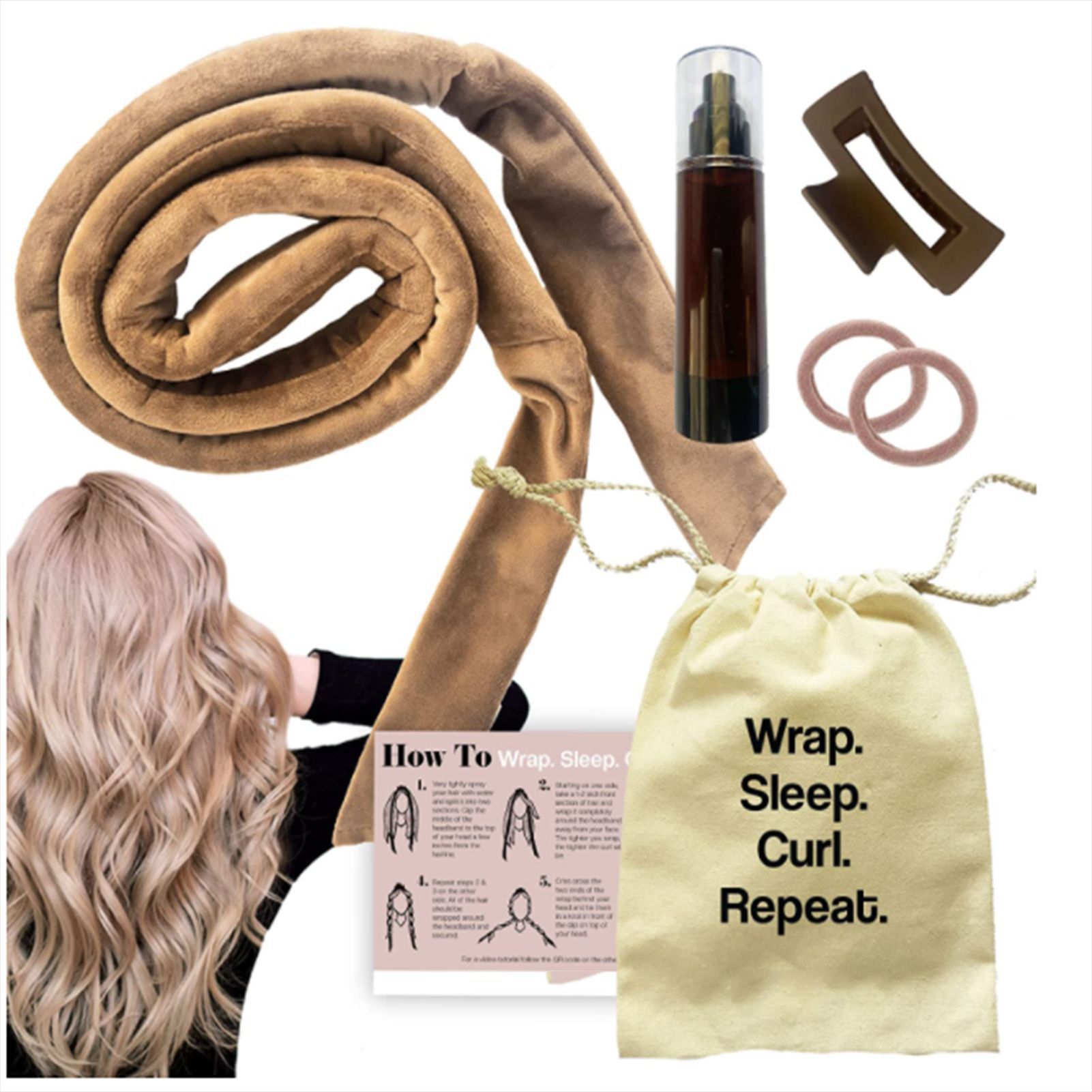 Bandeau de sommeil relaxant, bigoudi à ruban frisé, outil de coiffure pour de belles ondulations, bandeau à bigoudi sans chaleur_voghion.com