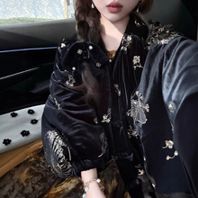 深圳南油原创精品女装高端重磅款秋冬加厚夹棉丝绒外套精品女装