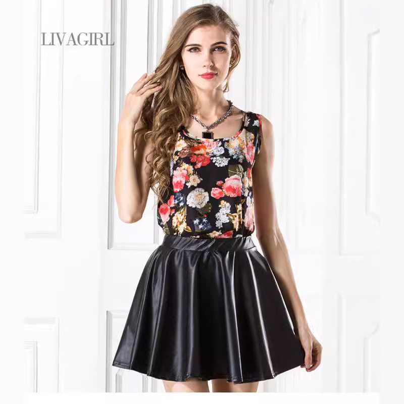 Lower Shelves--European Station Plus Size Export Women's Sleeveless Vest Printed Chiffon Shirt Suspbottomer Loose Bottoming Shirt