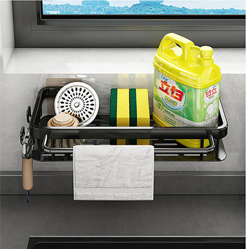 Kitchen rag rack, no punching, wall-mounted sink, dishwasher, drain sponge, detergent storage, hanging basket, storage artifact