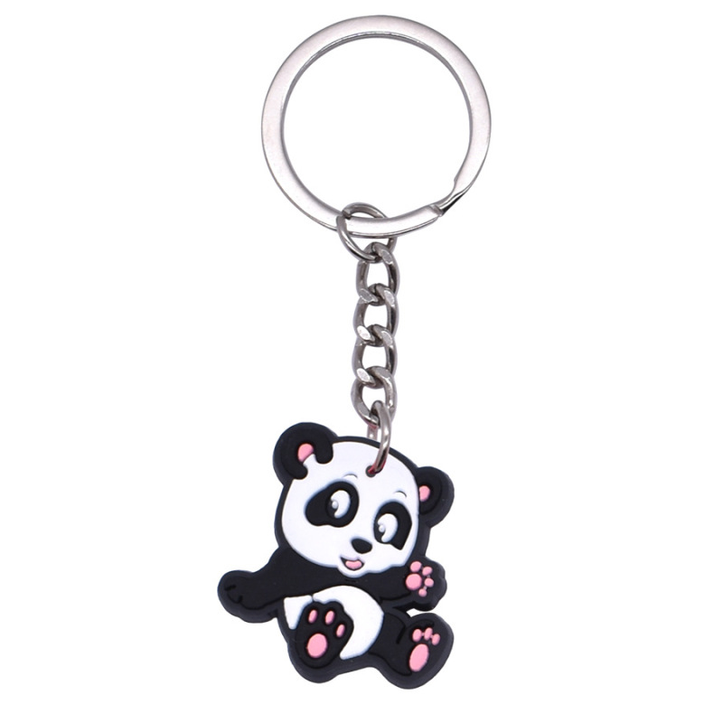 パンダのアニメのキーホルダーの部品のPVCの柔らかいゴムのキーホルダーの包みのペンダントのかわいい小さい贈り物のメーカーは卸売りします。|undefined