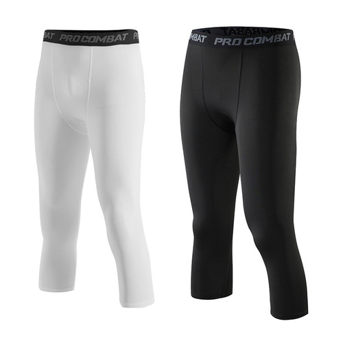 Four seasons new outdoor fitness running tight cropped pants for men basketball football quick-drying compression tight leggings for men