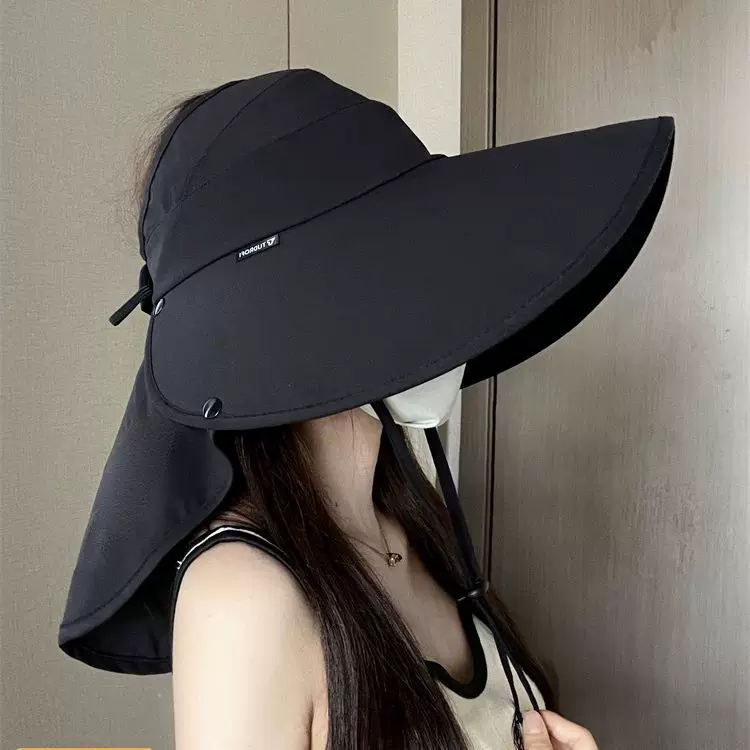 遮阳帽女夏可拆卸防晒遮全脸大檐太阳帽通勤防紫护颈加长檐