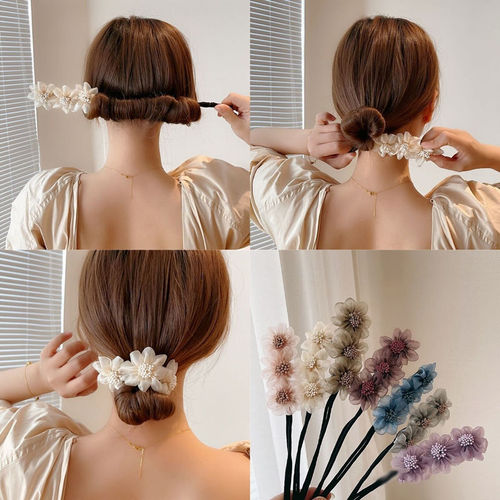  New Hair Dishwasher Women's Flower Ball Head Lazy Hair Dishwasher Artifact Internet Celebrity Pearl Korean Hair Accessories
