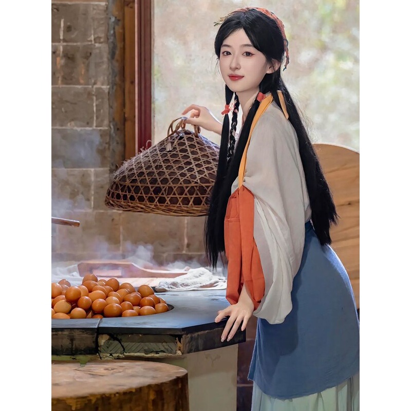 Hanfu for Women, Pastoral Style Ancient Costume, Fresh and Simple Farming Attire, Traditional Clothing Set, Cute Style from the Wei and Jin Dynasties, Default Item
