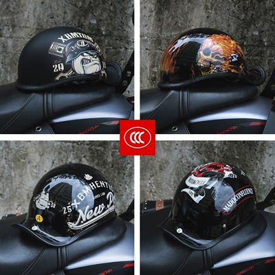 Retro Half Helmet, Men's and Women's Motosiklet kaskı (dəbilqə)