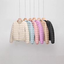 中老年轻薄羽绒内胆女无领长袖90白鸭绒圆领大码保暖外套妈妈装冬