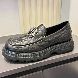 广州货商务新款休闲英伦真皮男士软底脚蹬百搭皮鞋厚底休闲皮鞋