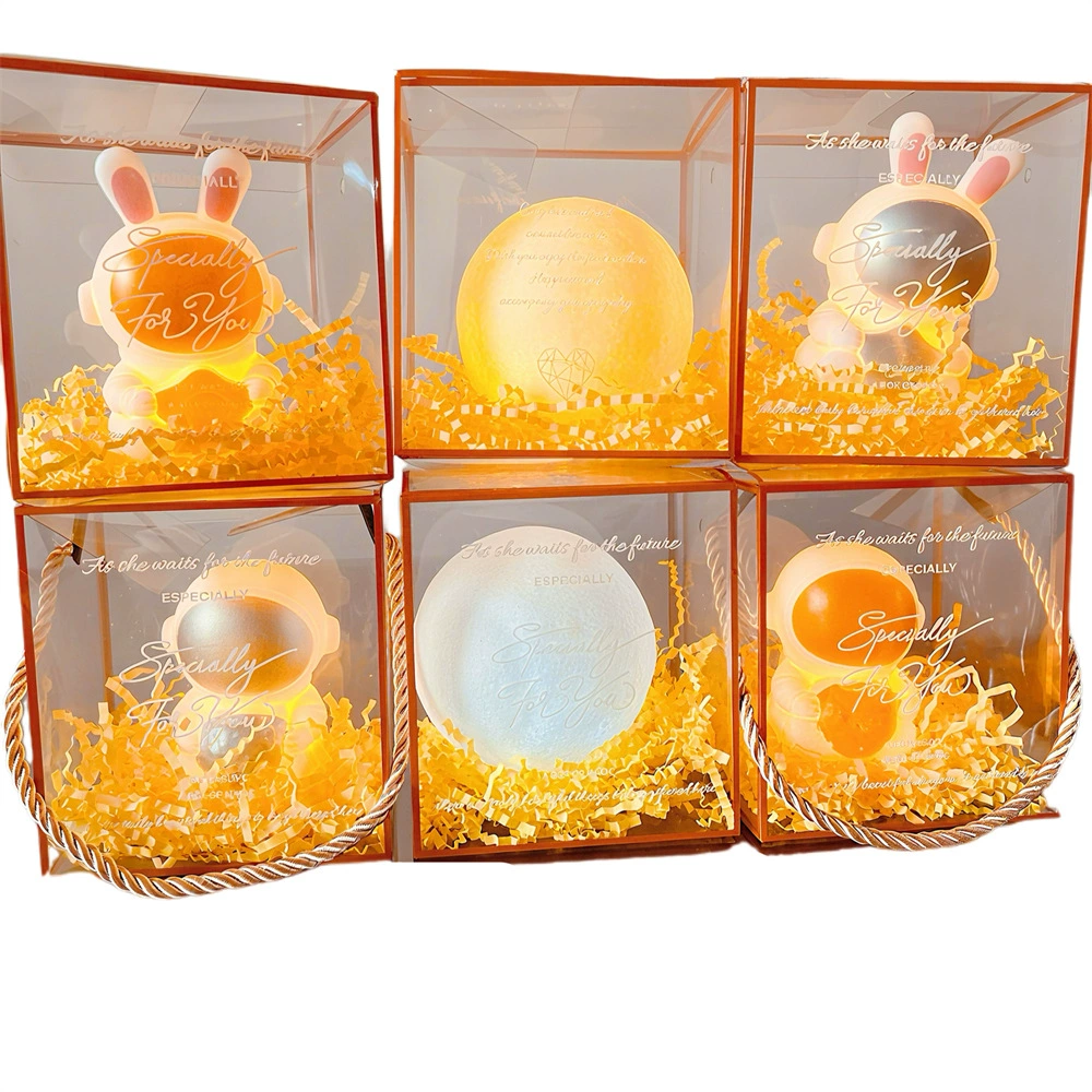 Astronaut night light, space rabbit design, portable warm LED lamp (gift box options)